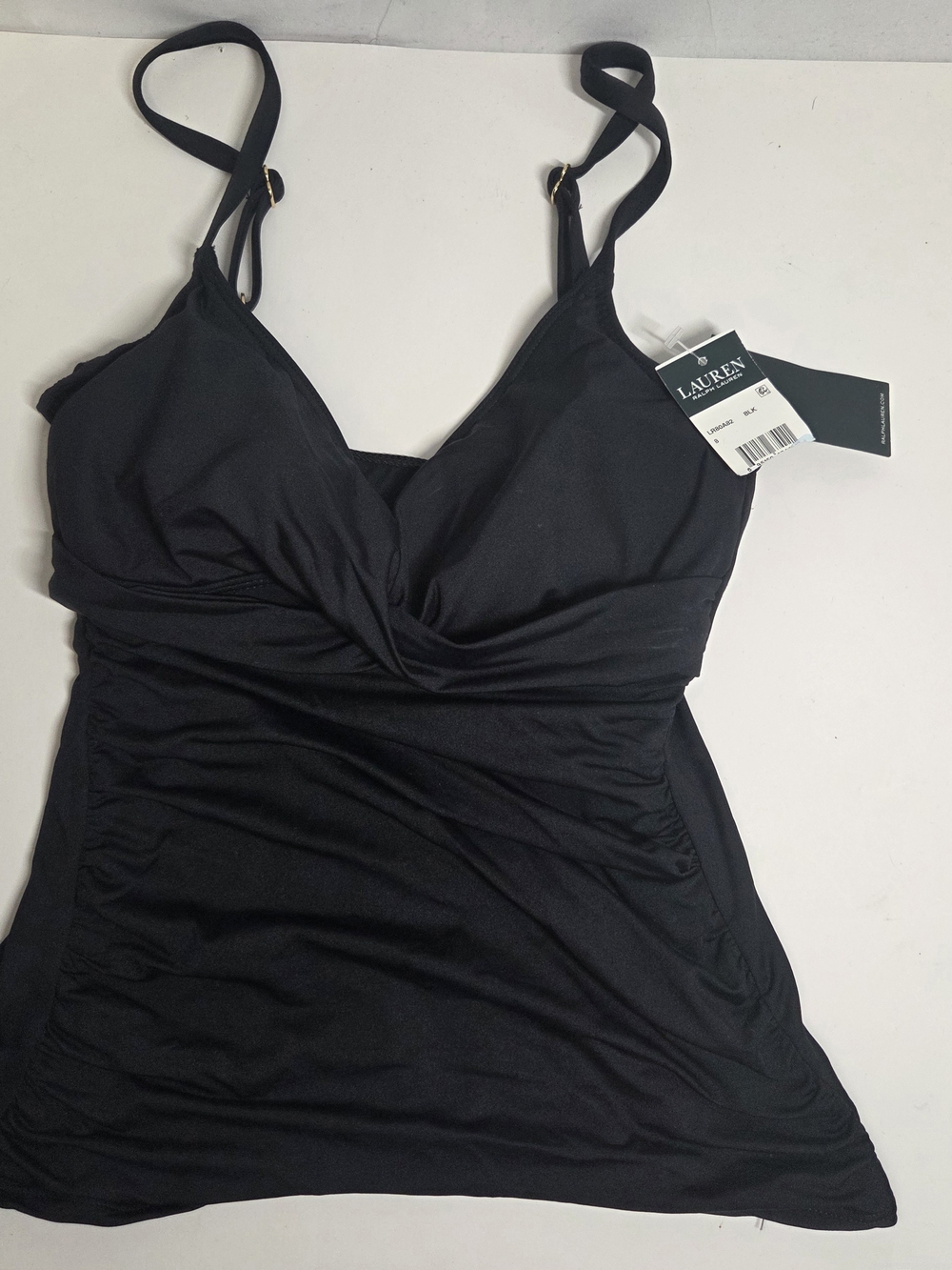 Lauren Ralph Lauren Beach Club Twist Front Underwire Tankini Top Black Womens 8